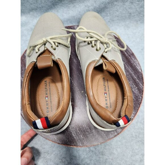 Tommy Hilfiger Mens Tan Canvas & Leather Casual Sneakers - Picture 8 of 10